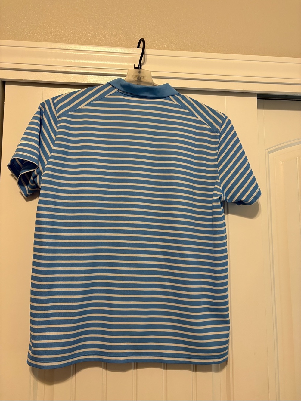 Nike Men’s Light Blue and White Striped Polo - Picture 6 of 6